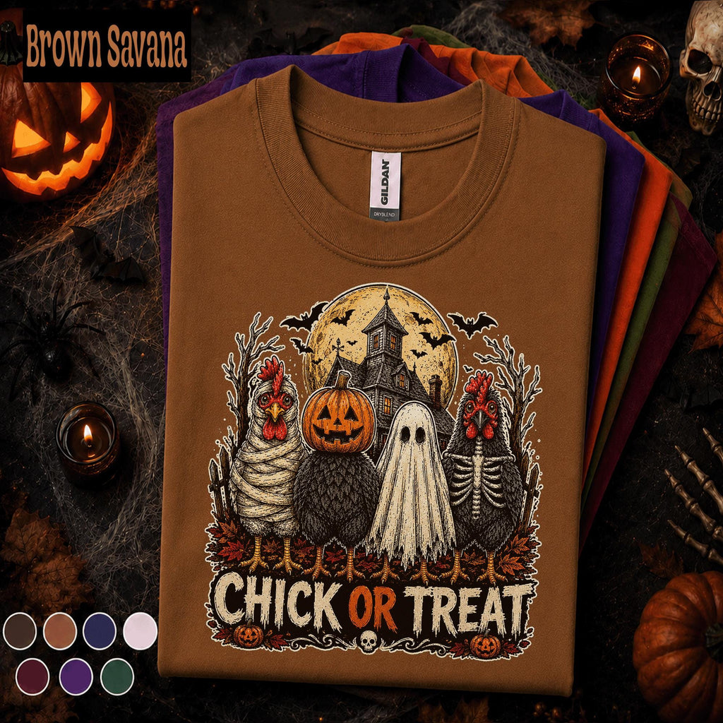 Chick or Treat Halloween Shirt, Funny Chicken Halloween Tee, Spooky Farm T Shirt, Chicken Lover Gift, Ghost Pumpkin Costume Tee