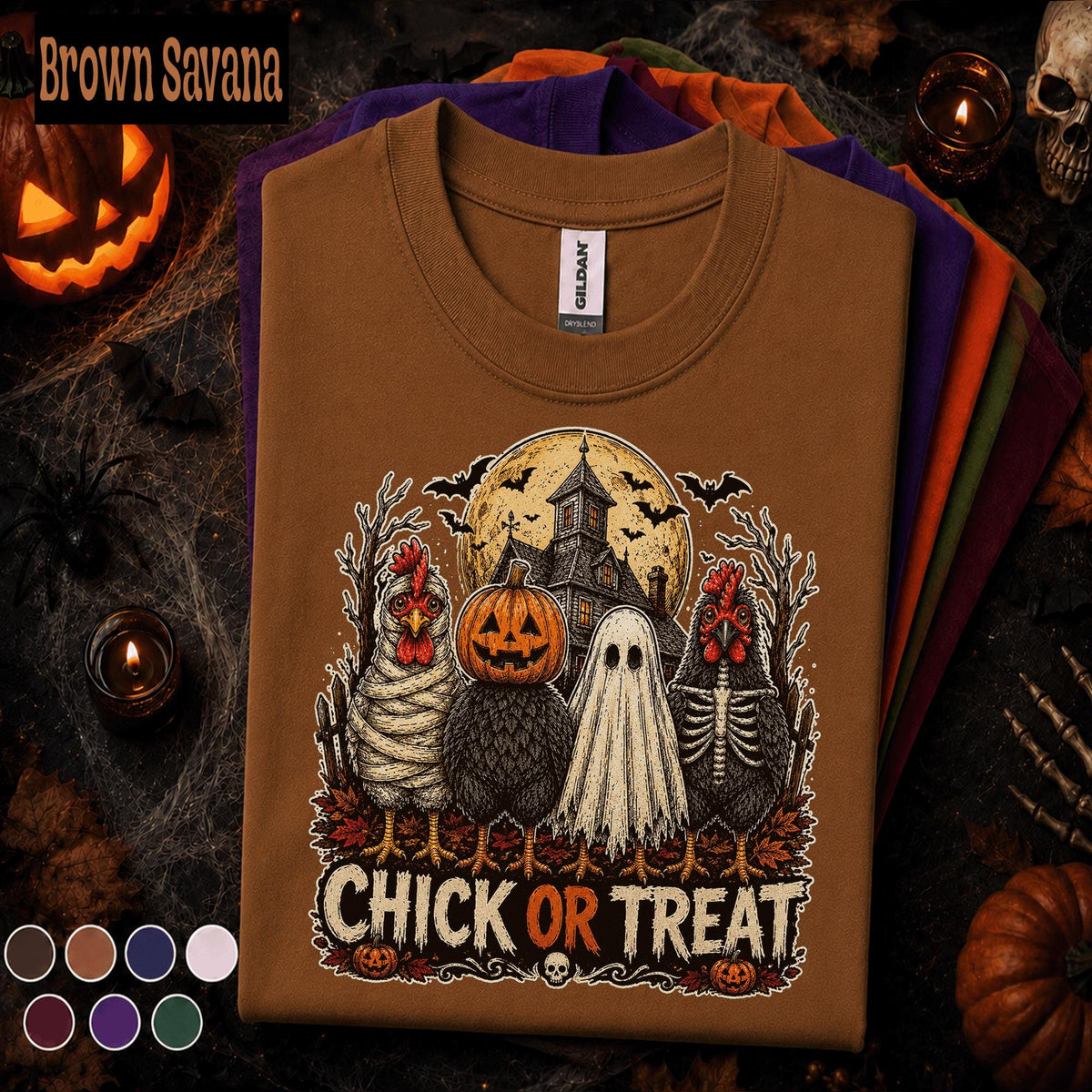 Chick or Treat Halloween Shirt, Funny Chicken Halloween Tee, Spooky Farm T Shirt, Chicken Lover Gift, Ghost Pumpkin Costume Tee