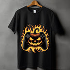 Pumpkin Controller Shirt, Halloween Gamer Fiery Jack O Lantern Tee, Spooky Gaming Costume Top, Halloween Shirt Boys, Boy Halloween Shirt