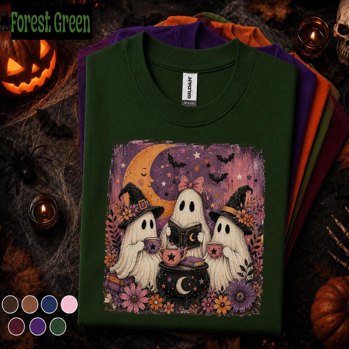 Cute Ghost Halloween Shirt, Witchy Ghost Tea Party Tee, Vintage Spooky Season T Shirt, Cottagecore Fall Tee, Halloween Gift
