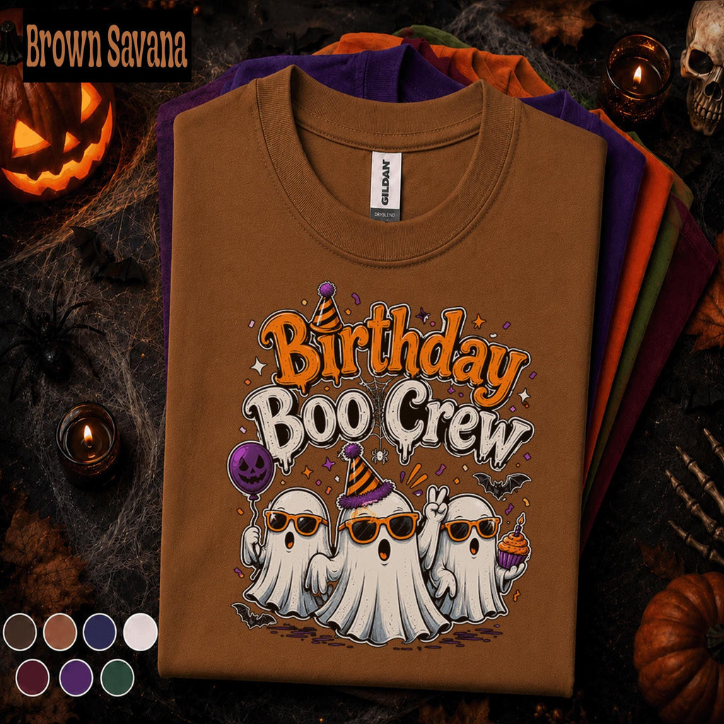 Birthday Boo Crew Halloween Shirt, Funny Ghost Birthday Party Tee, Spooky Season Birthday Shirt, October Birthday Gift, Cute Ghost T-Shirt