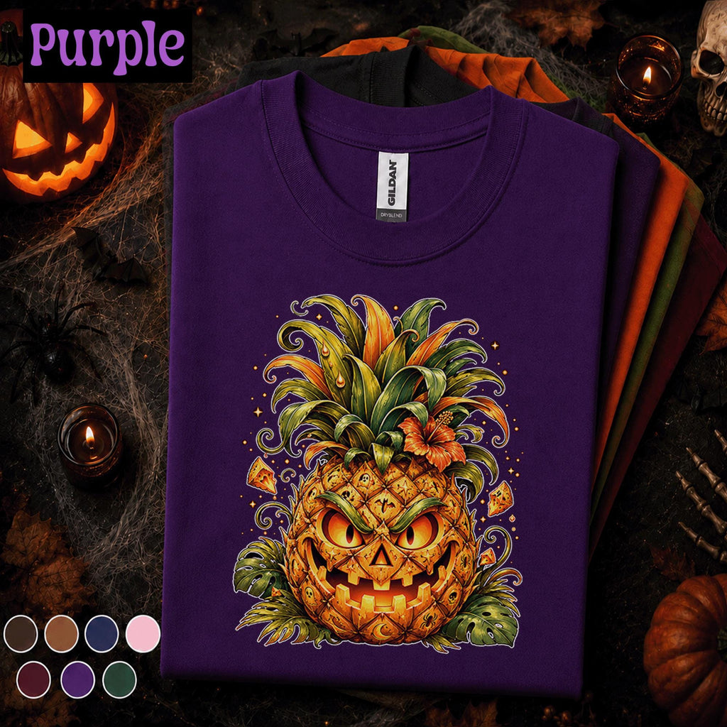 Pineapple Jack O Lantern Halloween Shirt, Tropical Pumpkin Tee, Spooky Pineapple Shirt, Funny Halloween Party Fall Gift Tee