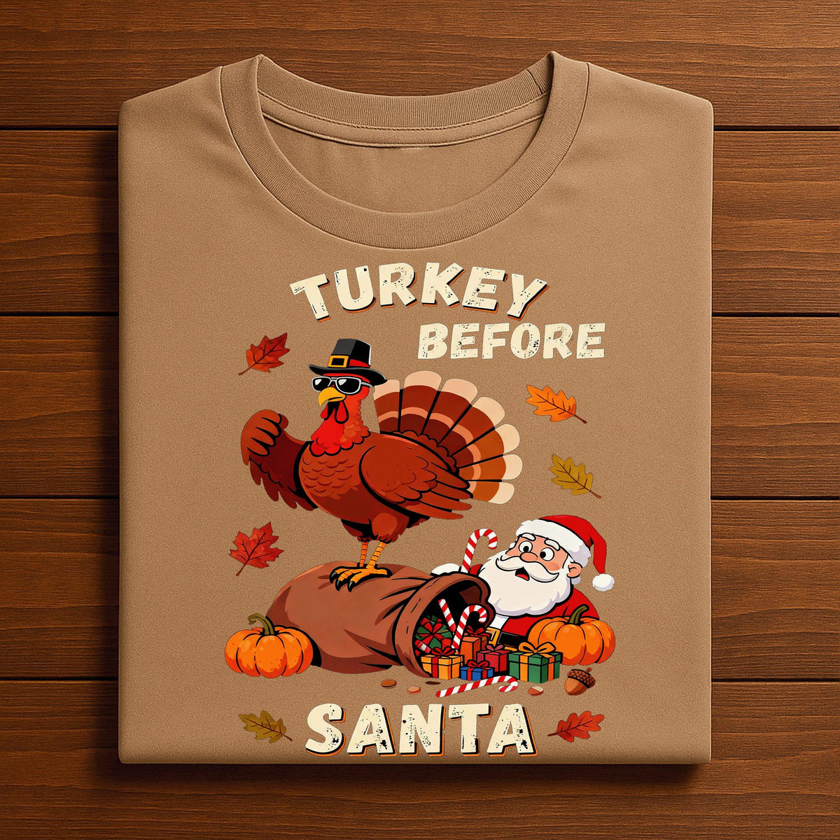 Funny Turkey Before Santa Funny Thanksgiving Shirt Fall Humor Tee Autumn Holiday Outfit for Family Friends, Gift Thanksgiving Sweatshirt