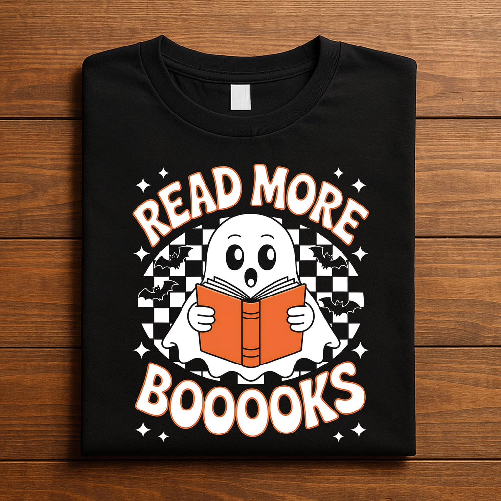Read More Booooks Ghost Shirt, Cute Ghost Reading Book Halloween Tee