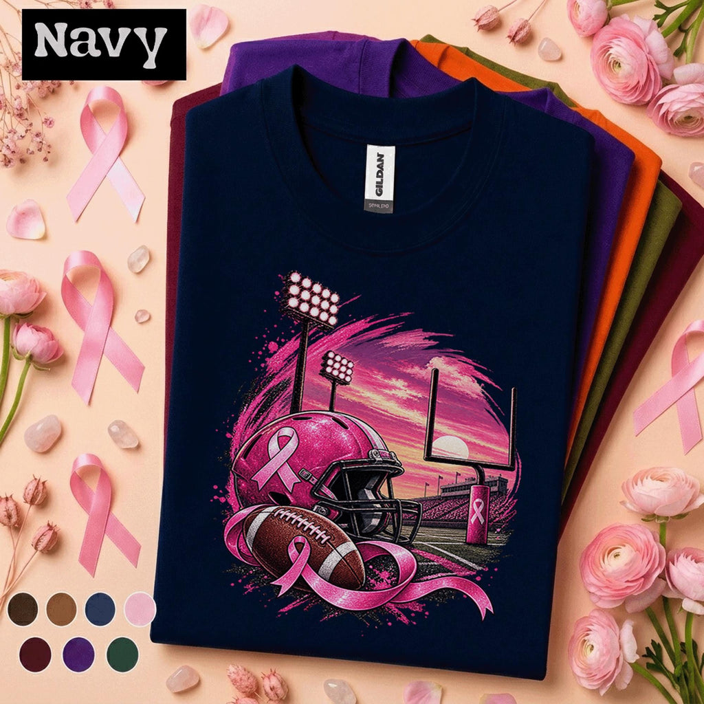 Breast Cancer Awareness Football Shirt, Pink Ribbon Game Day Tee, Pink Out Football Shirt, October Awareness Support Gift for Women