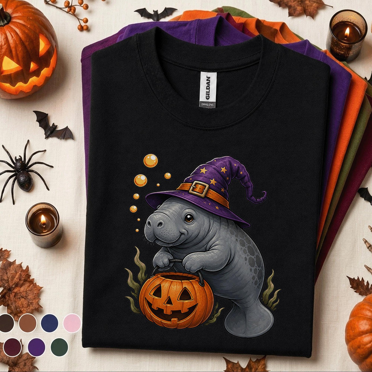 Manatee Halloween Shirt, Cute Witch Manatee Tee