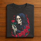 Couple Ghost Roses Shirt, Gothic Skeleton Rose Tee, Dark Halloween T-Shirt, Reaper Floral Gothic Fashion Top, Gift Valentine's Day shirt,