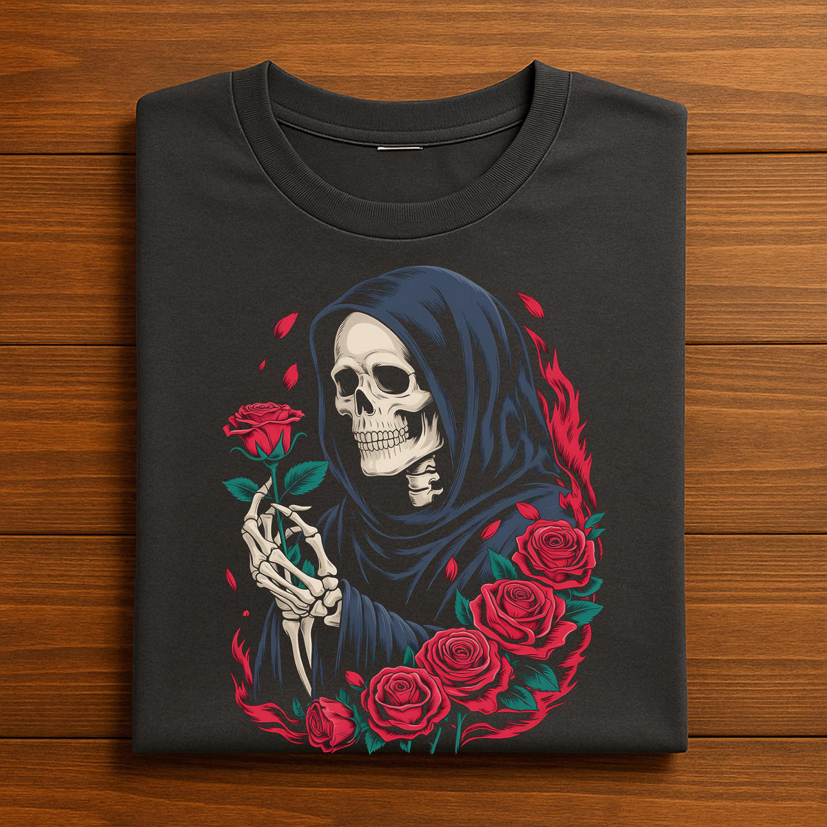 Couple Ghost Roses Shirt, Gothic Skeleton Rose Tee, Dark Halloween T-Shirt, Reaper Floral Gothic Fashion Top, Gift Valentine's Day shirt,