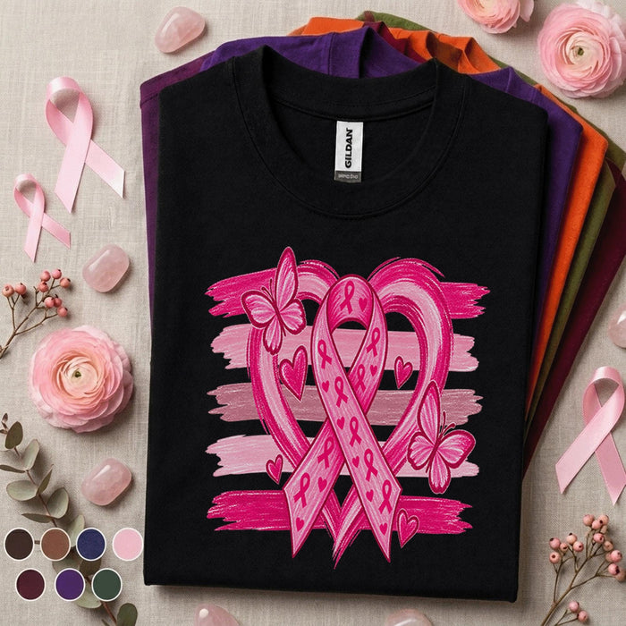 Breast Cancer Awareness Shirt, Pink Ribbon Butterfly Tee