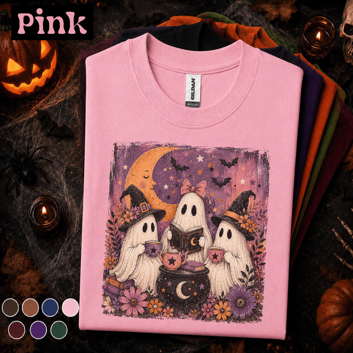 Cute Ghost Halloween Shirt, Witchy Ghost Tea Party Tee, Vintage Spooky Season T Shirt, Cottagecore Fall Tee, Halloween Gift