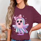Iridescent Ghost Pumpkin Shirt, Cute Girly Ghost Shirt, Sparkly Pastel Halloween, Coquette Aesthetic Halloween Tee, Kawaii Ghost Sweatshirt