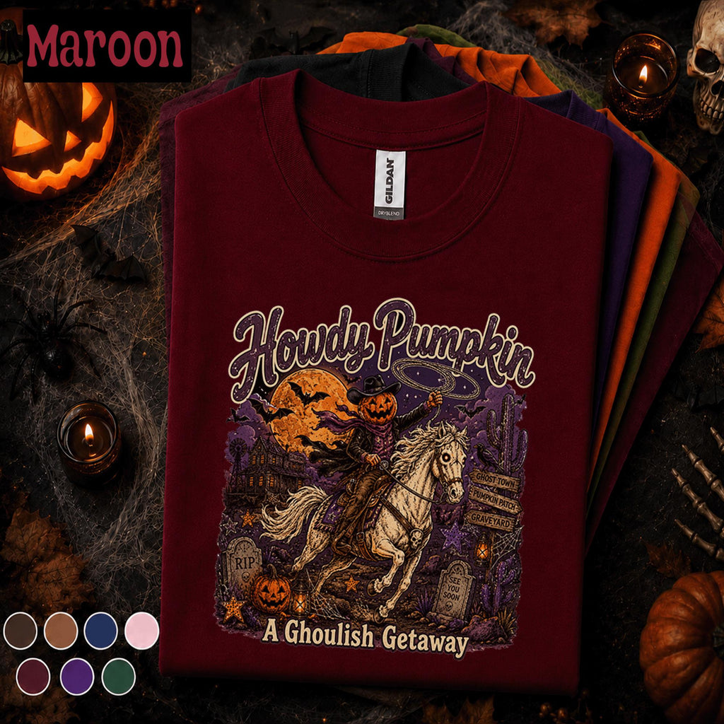 Howdy Pumpkin Halloween Shirt, Western Cowboy Pumpkin Tee, Spooky Rodeo T Shirt, Vintage Cowgirl Halloween Tee, Fall Gift
