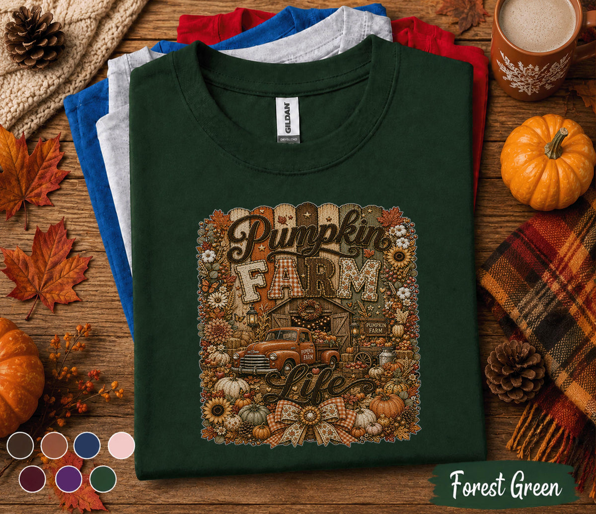 Pumpkin Farm Life Shirt, Cute Fall Pumpkin Patch Tee, Rustic Autumn Harvest Shirt, Thanksgiving Farmhouse Shirt, Cozy Fall Gift for Her