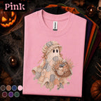 Patchwork Ghost Halloween Shirt, Cottagecore Pumpkin Ghost Tee, Vintage Quilt Spooky Season Shirt, Cozy Fall Halloween Gift for Women