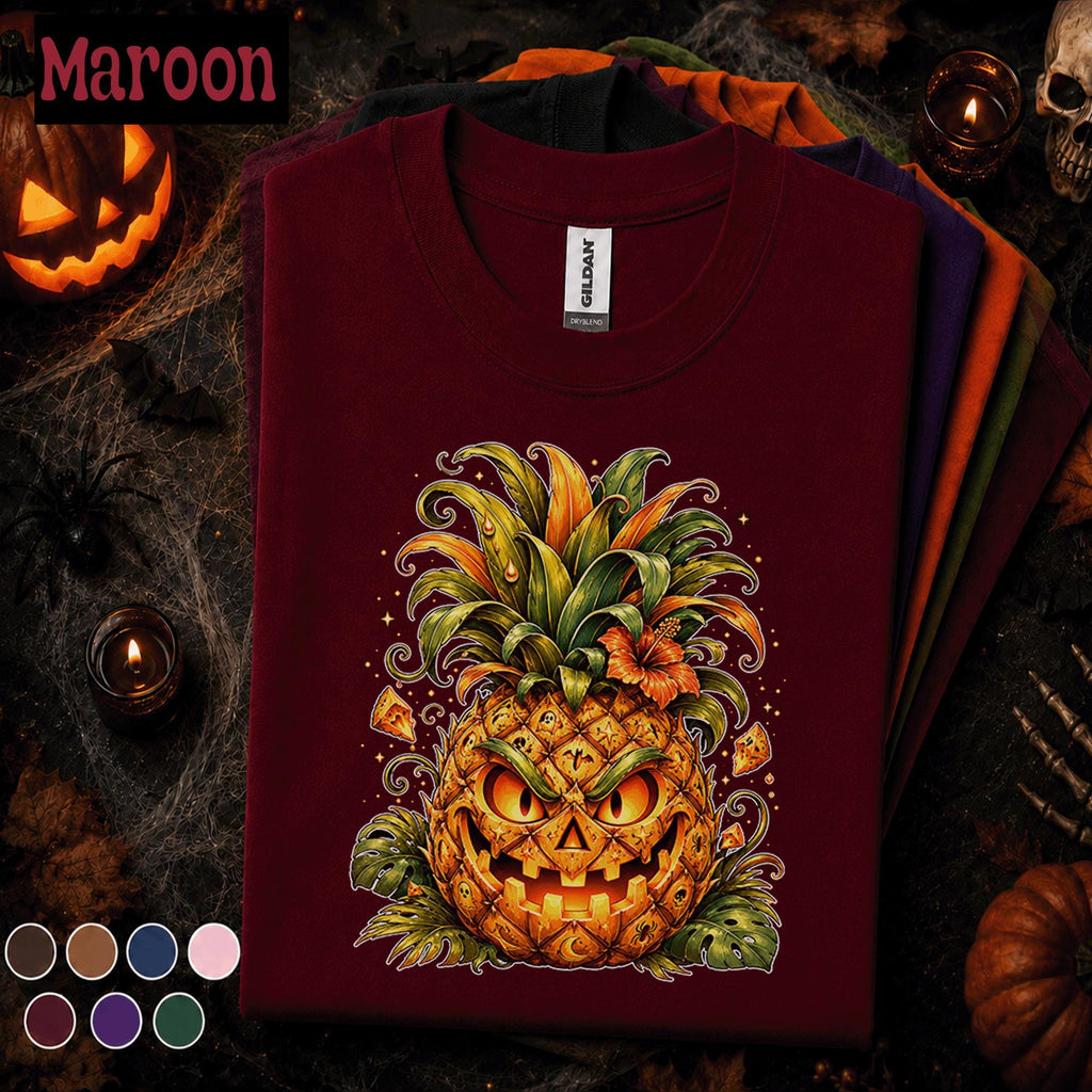 Pineapple Jack O Lantern Halloween Shirt, Tropical Pumpkin Tee, Spooky Pineapple Shirt, Funny Halloween Party Fall Gift Tee