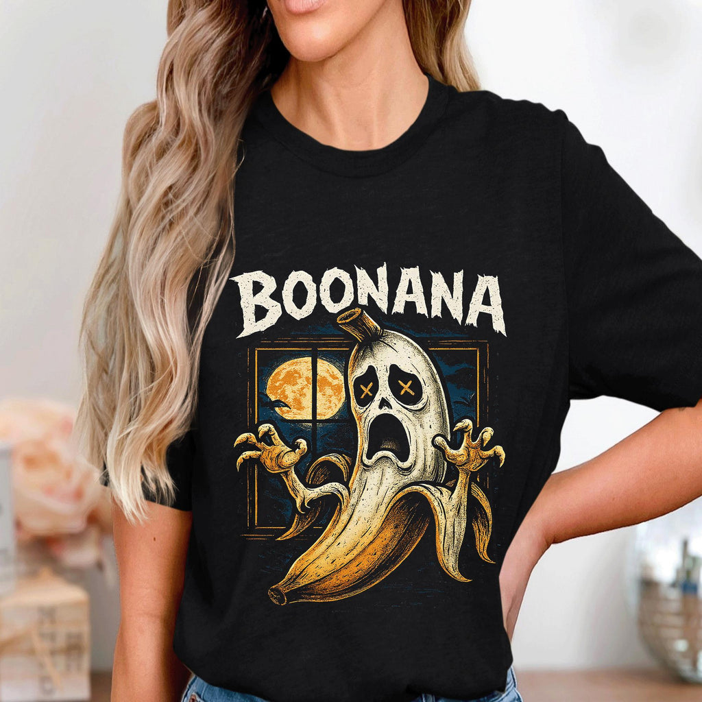 Boonana Shirt Scary Banana Ghost Costume Tee Spooky Fruit Shirts With Moon And Horror Style, Funny Halloween Shirt, Funny Ghost Sweatshirt