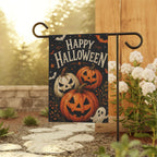 Happy Halloween Garden Flag, Pumpkin Jack O Lantern Yard Decor, Cute Ghost Spooky Flag, Vintage Orange Black Outdoor Porch Decoration