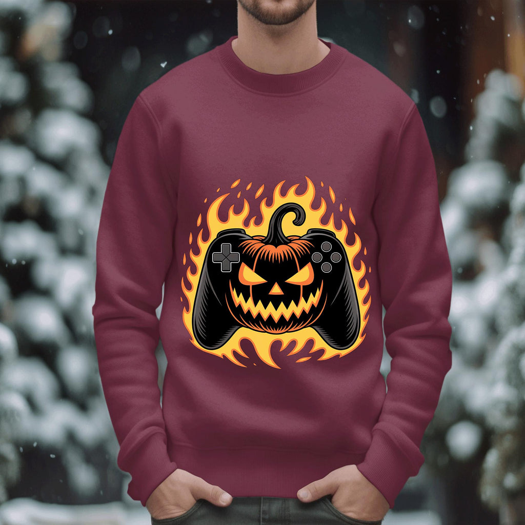 Pumpkin Controller Shirt, Halloween Gamer Fiery Jack O Lantern Tee, Spooky Gaming Costume Top, Halloween Shirt Boys, Boy Halloween Shirt