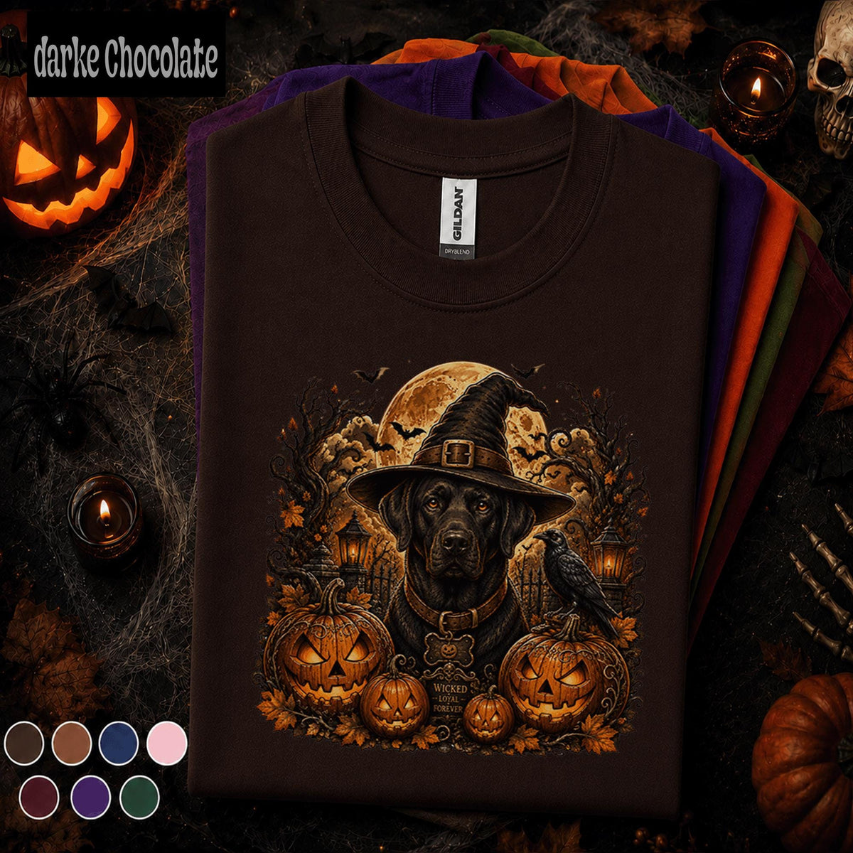 Halloween Black Lab Shirt, Witch Dog T Shirt, Spooky Labrador Tee, Pumpkin Shirt, Dog Lover Halloween Gift, Witchy Fall Tee