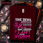 Breast Cancer Awareness Shirt, I Am the Storm Pink Ribbon Tee, Butterfly Cancer Fighter Shirt, Survivor Support Gift, October Pink Tee