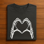 Couple Skeleton Hands Heart Shirt, Cute Gothic Halloween T-Shirt, Skeleton Love Hand Sign Tee, Spooky Romantic Shirt, Gift Couple Shirt