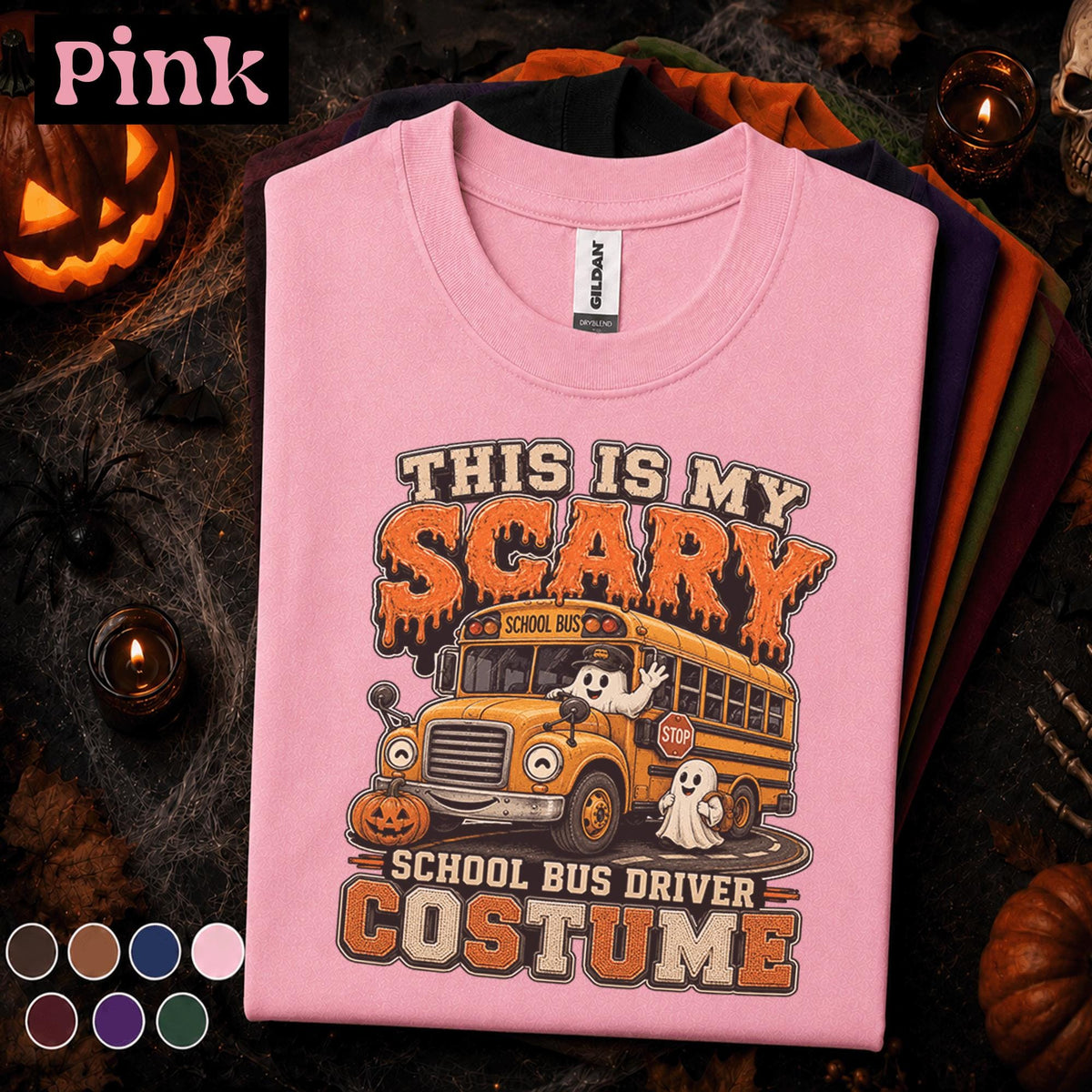 Scary School Bus Driver Halloween Shirt, Funny Ghost Bus Costume Tee, Spooky Teacher Gift, Fall Pumpkin T Shirt, Driver Gift
