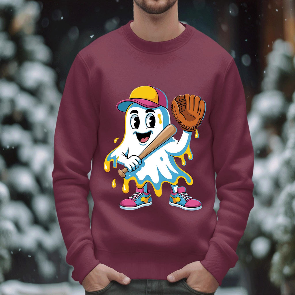 Pumpkin Baseball Halloween Shirt, Ghost Baseball Sweatshirt, Game Day Shirt, Baseball Shirt, Spooky Sports Ice Cream Drip Ghost Baseball