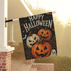 Happy Halloween Garden Flag, Pumpkin Jack O Lantern Yard Decor, Cute Ghost Spooky Flag, Vintage Orange Black Outdoor Porch Decoration
