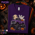 Halloween Monster Truck Shirt, Purple Pickup Ghost Tee, Pumpkin Truck T Shirt, Spooky Off Road, Kids Youth Boys Halloween Gift Truck Lovers