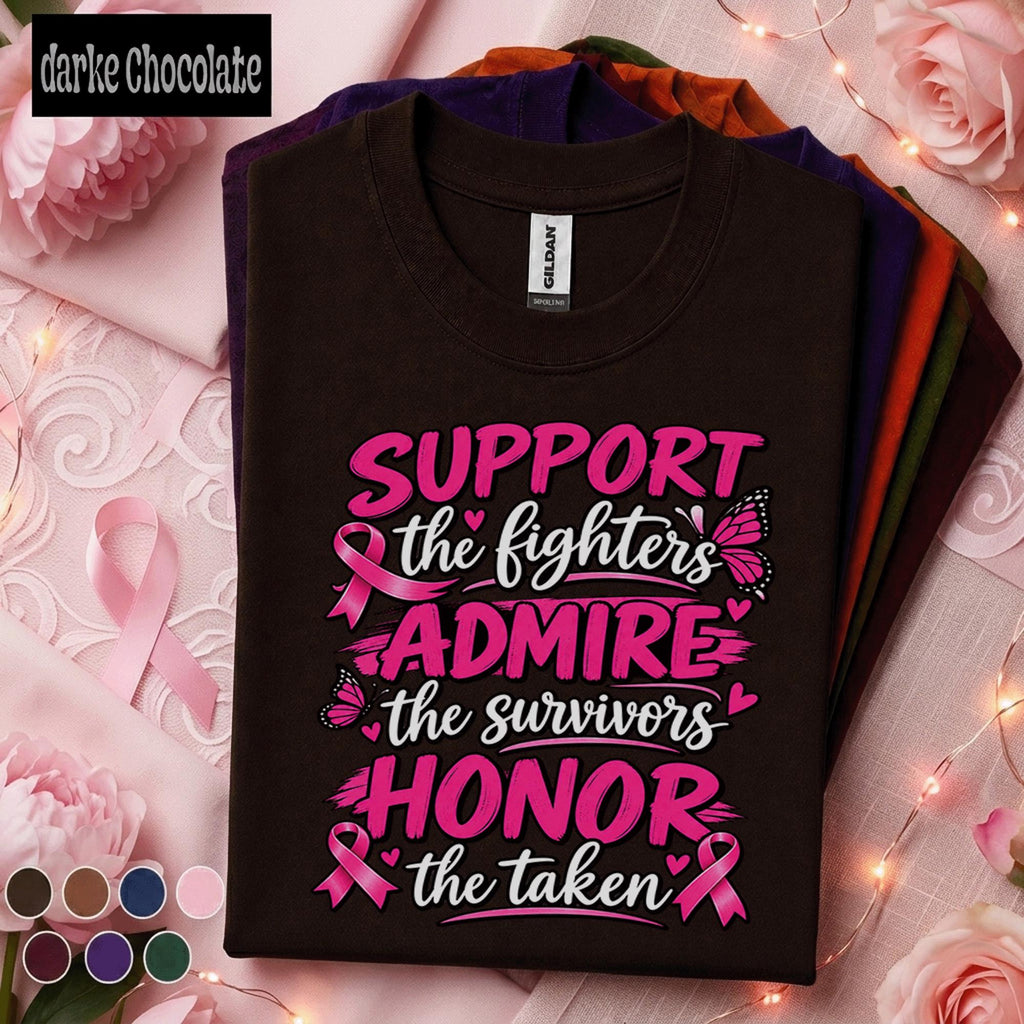 Breast Cancer Awareness Shirt, Support the Fighters Tee, Admire Survivors Pink Ribbon Shirt, Honor the Taken October Awareness Gift Tee