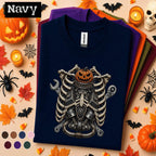 Mechanic Halloween Shirt, Skeleton Engine Rib Cage Tee, Pumpkin Auto Mechanic Gift, Spooky Garage Technician Vintage Halloween T-Shirt
