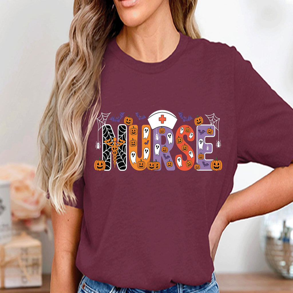 Halloween Nurse Shirt, Spooky Pumpkin Ghost Nurse Tee, Cute Scary Medical Halloween Costume Shirt For Nurses, Halloween Nurse Sweatshirt