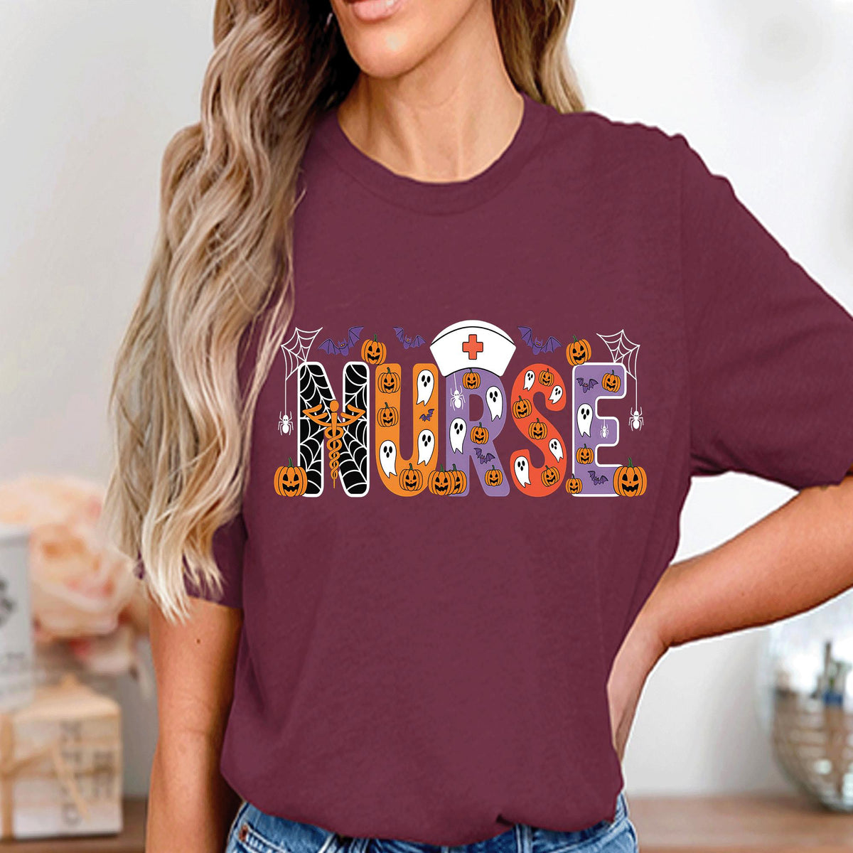 Halloween Nurse Shirt, Spooky Pumpkin Ghost Nurse Tee, Cute Scary Medical Halloween Costume Shirt For Nurses, Halloween Nurse Sweatshirt