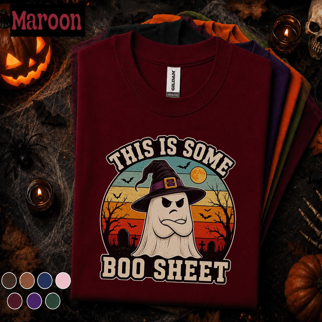 This Is Some Boo Sheet Halloween Shirt, Funny Ghost Witch Tee, Retro Spooky Season T Shirt, Sarcastic Halloween Tee, Ghost Gift