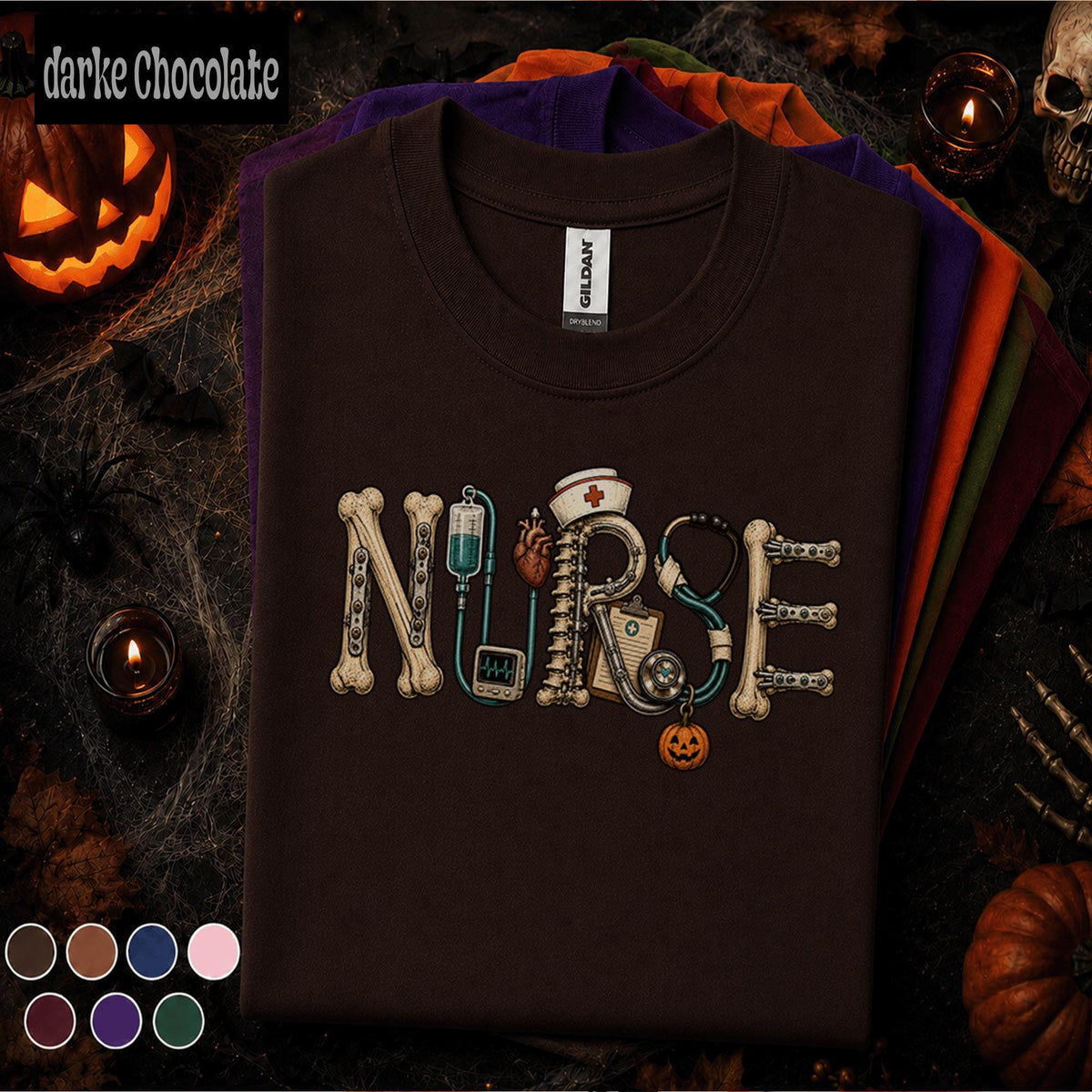 Nurse Halloween Shirt, Spooky Orthopedic Nurse Tee, Medical Skeleton Bones Shirt, Pumpkin Nursing Gift, Healthcare Halloween Tee for RN