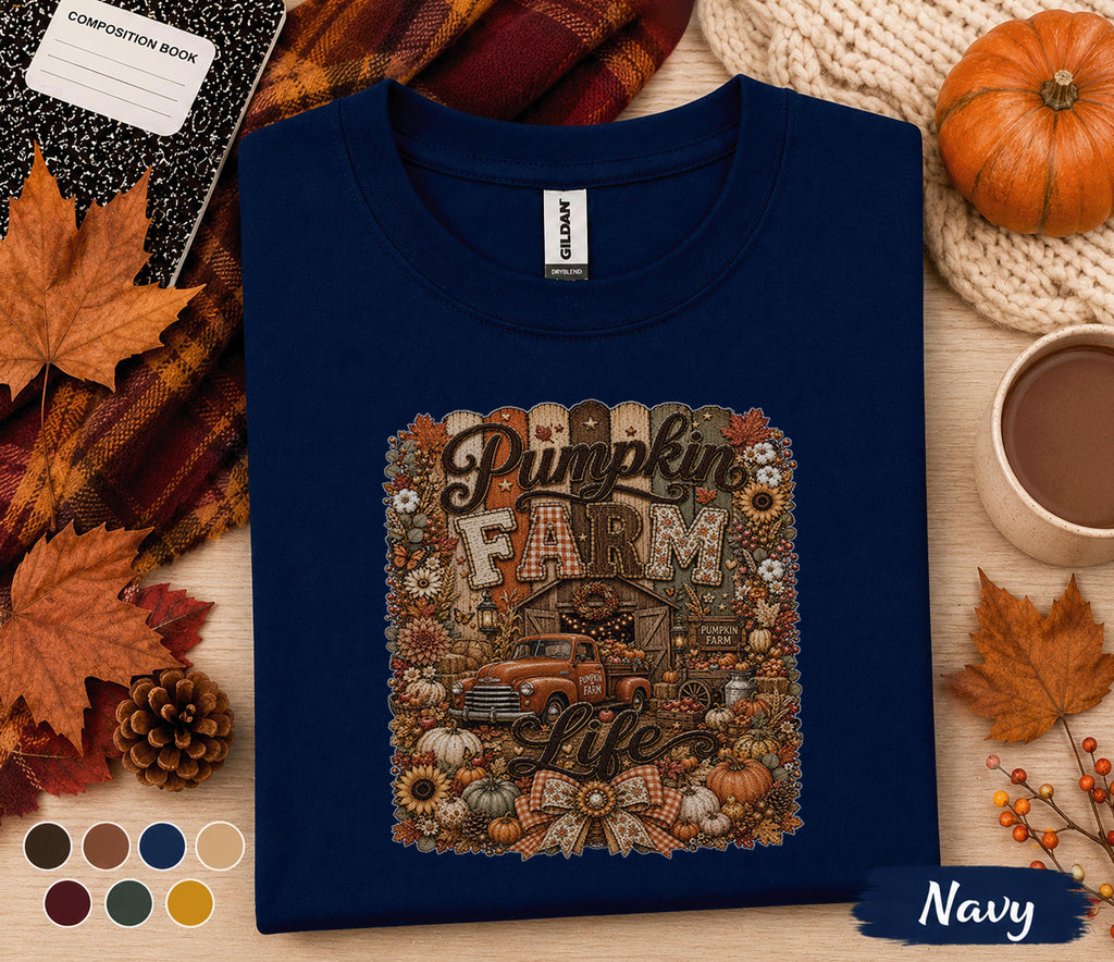 Pumpkin Farm Life Shirt, Cute Fall Pumpkin Patch Tee, Rustic Autumn Harvest Shirt, Thanksgiving Farmhouse Shirt, Cozy Fall Gift for Her