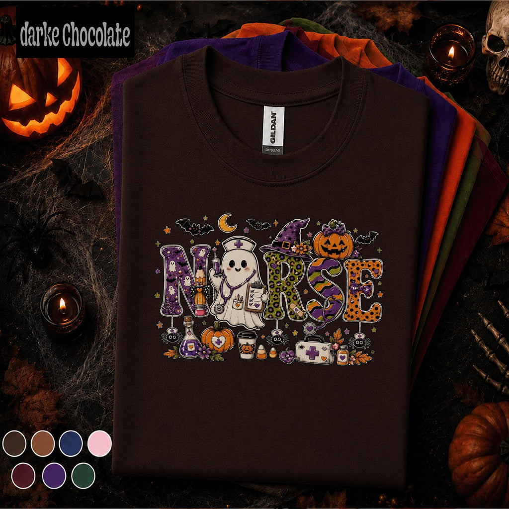 Cute Nurse Halloween Shirt, Ghost Nurse Pumpkin Tee, Spooky Healthcare Worker Shirt, Witchy Medical Halloween Gift for Nurses Women