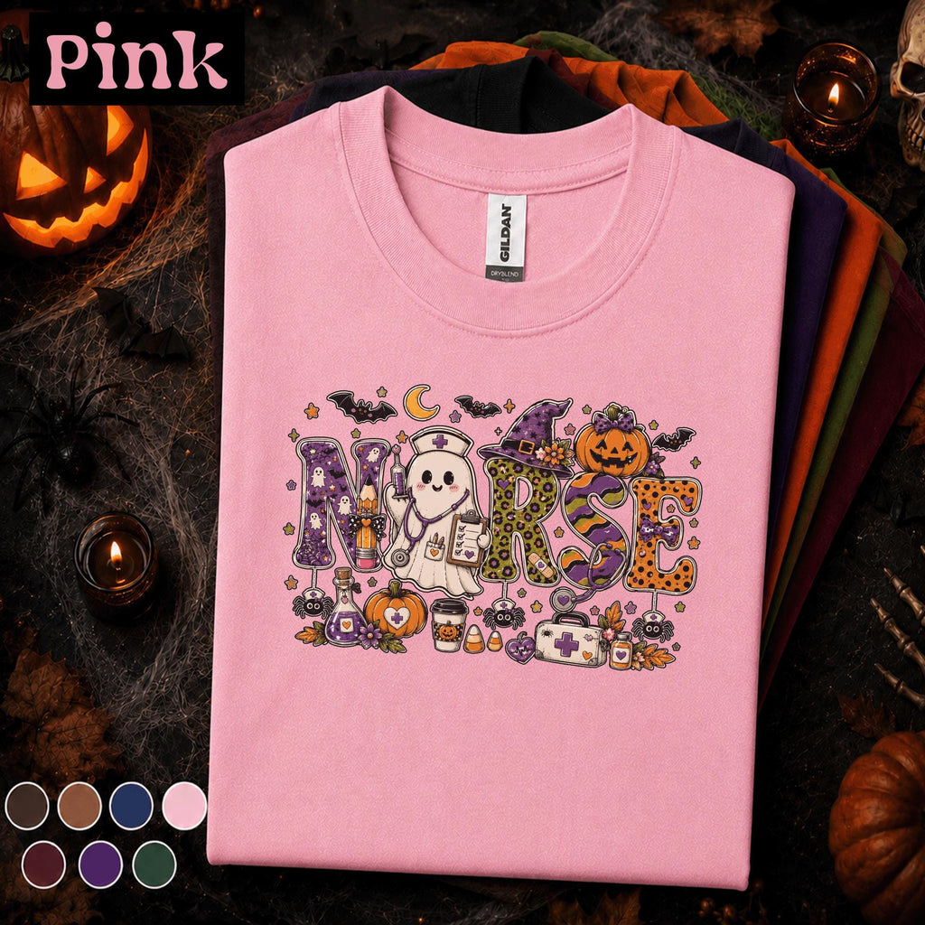 Cute Nurse Halloween Shirt, Ghost Nurse Pumpkin Tee, Spooky Healthcare Worker Shirt, Witchy Medical Halloween Gift for Nurses Women