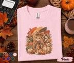 Cute Fall Kitten Shirt, Autumn Pumpkin Cat Tee, Cozy Cottagecore Kitty T-Shirt, Thanksgiving Cat Lover Gift, Harvest Season Outfit for Women