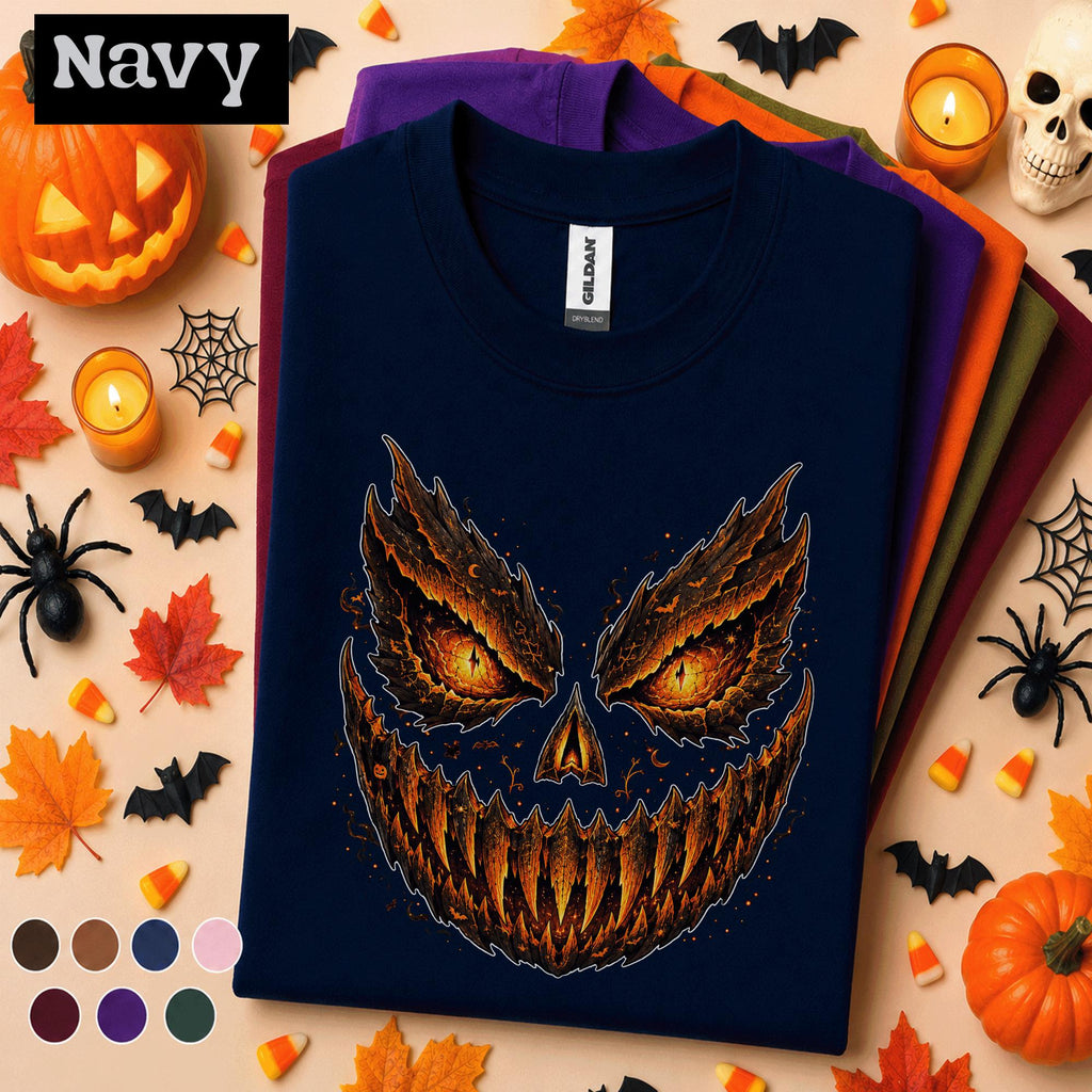 Scary Jack O Lantern Halloween Shirt, Evil Pumpkin Face Tee, Horror Halloween Shirt, Spooky Glowing Eyes Gothic Pumpkin Gift