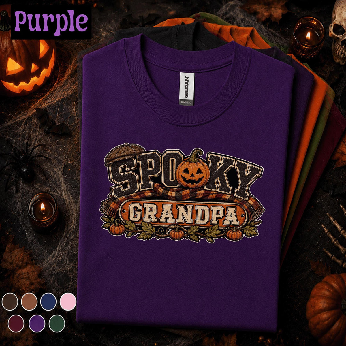 Spooky Grandpa Halloween Shirt, Funny Pumpkin Grandpa Tee, Retro Halloween Grandfather Gift, Fall Family Shirt, Spooky Season Grandpa Tee