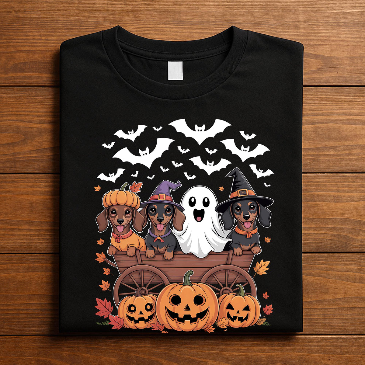 Halloween Dogs Pumpkin Wagon Shirt Puppy Ghost Witches Fall Pet Lover Costume T-Shirt Spooky Dog Mom Sweatshirt , Dachshund Halloween Shirt