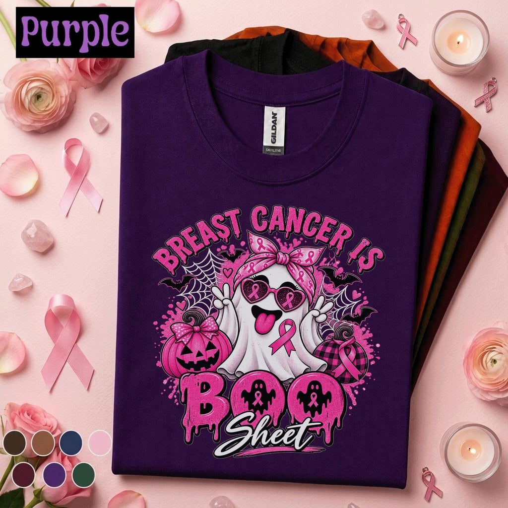 Breast Cancer Awareness Halloween Shirt, Breast Cancer Is Boo Sheet Ghost Tee, Pink Ribbon Spooky Season Shirt, October Warrior Gift Tee