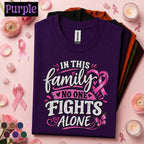 Breast Cancer Awareness Shirt, No One Fights Alone Tee, Pink Ribbon Family Support Shirt, Cancer Fighter Gift, October Pink Out Tee