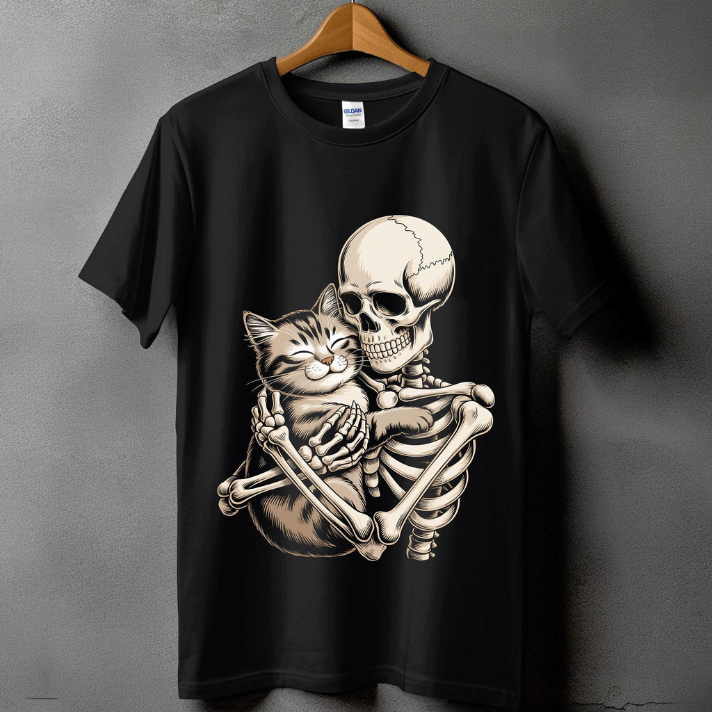 Skeleton Cat Shirt, Cute Spooky Skeleton Hug Cat Halloween Tee, Haunted Skeleton Costume, Cat Halloween Shirt, Halloween Cat Sweatshirt Gift