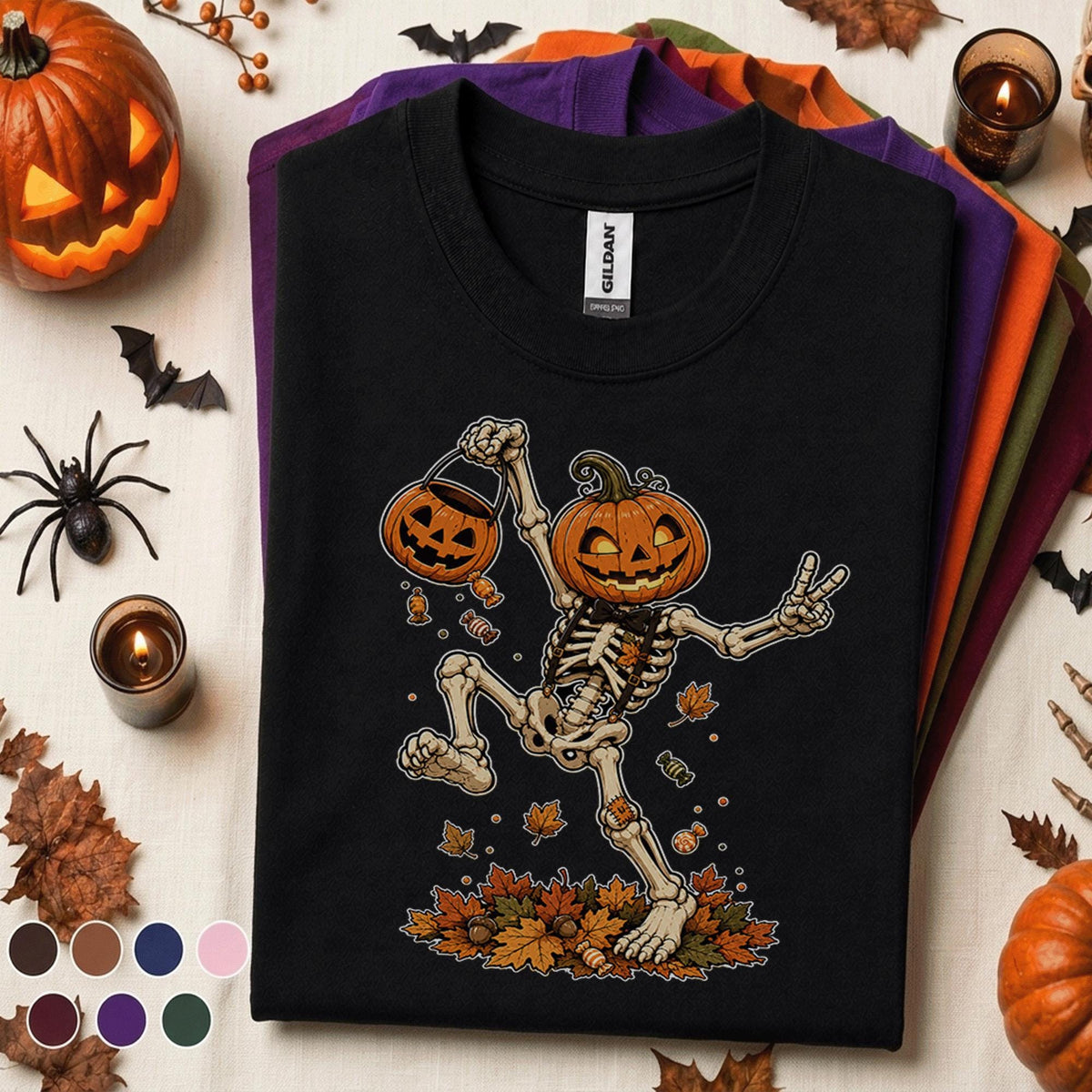 Pumpkin Skeleton Halloween Shirt, funny Skeleton Tee