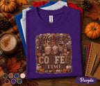 Harvest Coffee Time Shirt Fall Coffee Lover Tee Pumpkin Spice Autumn Shirt Cozy Cafe Thanksgiving Gift for Women