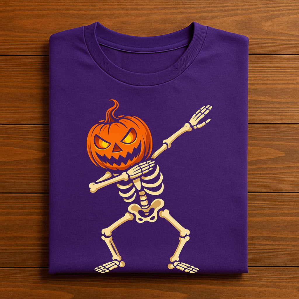 Dabbing Skeleton Pumpkin Shirt, Funny Halloween Dab Tee, Gift Kids & Teen Halloween Shirt, Dabbing Halloween Skeleton T-Shirt For Boy Girl