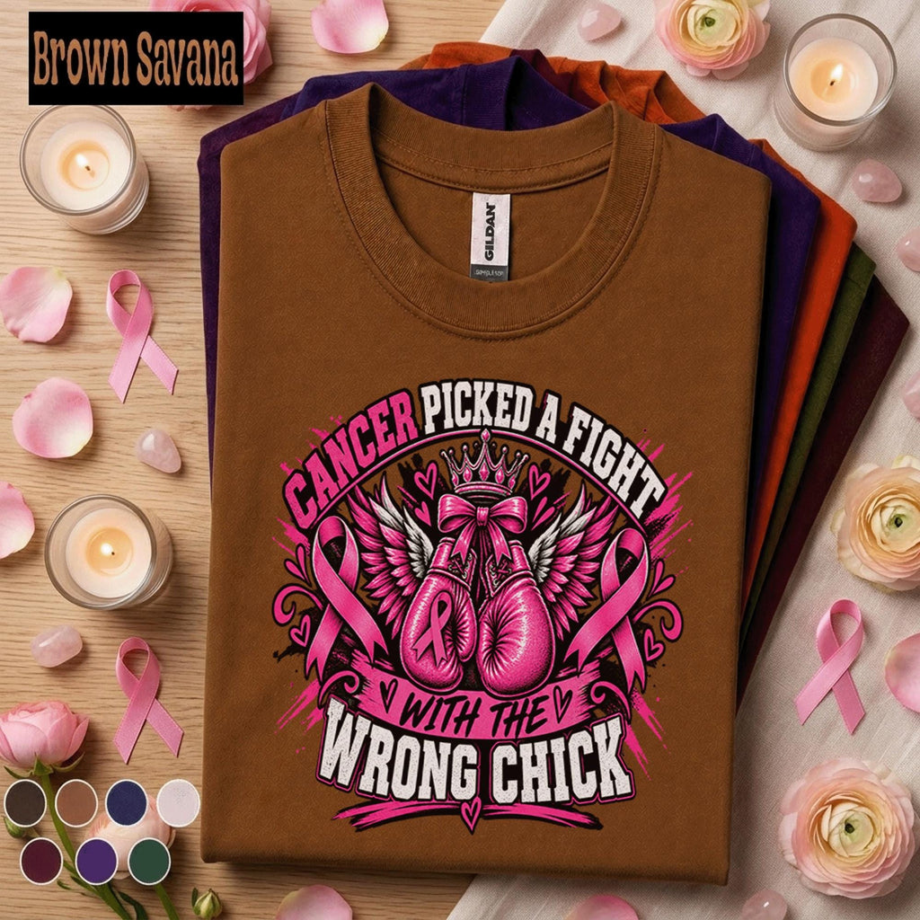Breast Cancer Awareness Shirt, Cancer Picked a Fight Tee, Wrong Chick Pink Ribbon Shirt, Fighter Survivor Gift, October Support Tee
