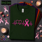 Breast Cancer Awareness Shirt, Pink Ribbon Heartbeat Tee, ECG Heart Pink Out Shirt, October Cancer Support Awareness Gift for Women